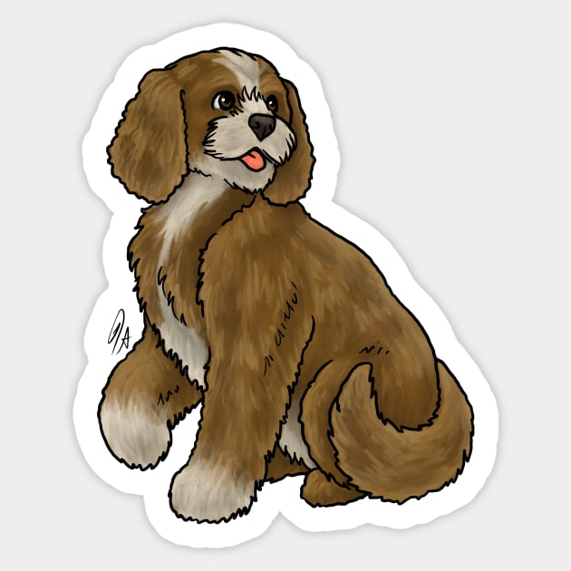 Dog - Cockapoo - Brown Sticker by Jen's Dogs Custom Gifts and Designs